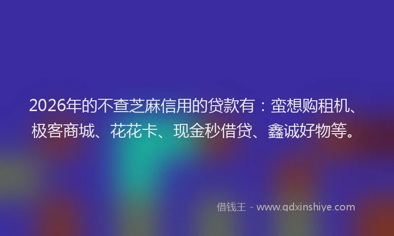 2026年的不查芝麻信用的贷款有：蛮想购租机、极客商城、花花卡、现金秒借贷、鑫诚好物等。