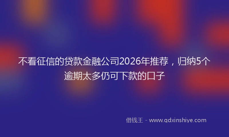 不看征信的贷款金融公司2026年推荐，归纳5个逾期太多仍可下款的口子