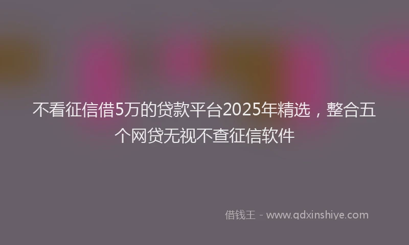 不看征信借5万的贷款平台2025年精选，整合五个网贷无视不查征信软件