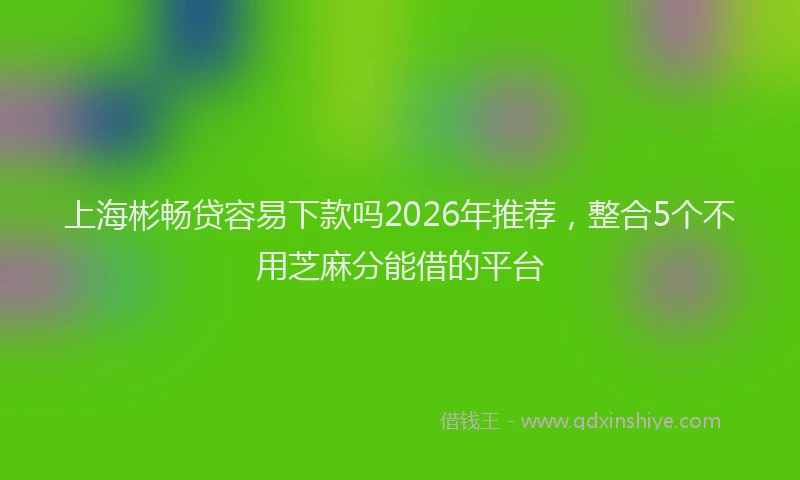 上海彬畅贷容易下款吗2026年推荐，整合5个不用芝麻分能借的平台