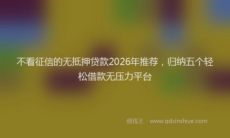不看征信的无抵押贷款2026年推荐，归纳五个轻松借款无压力平台