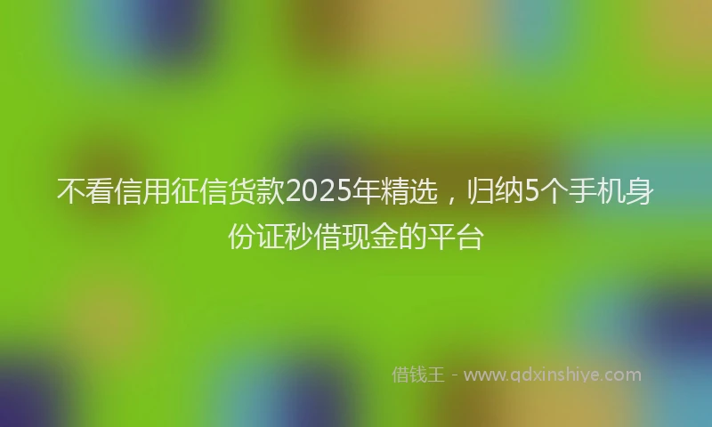 不看信用征信货款2025年精选,归纳5个手机身份证秒借现金的平台