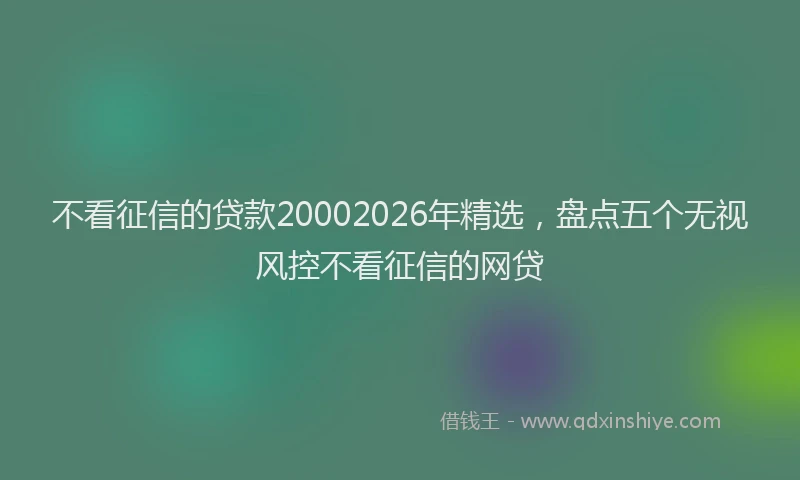 不看征信的贷款20002026年精选,盘点五个无视风控不看征信的网贷