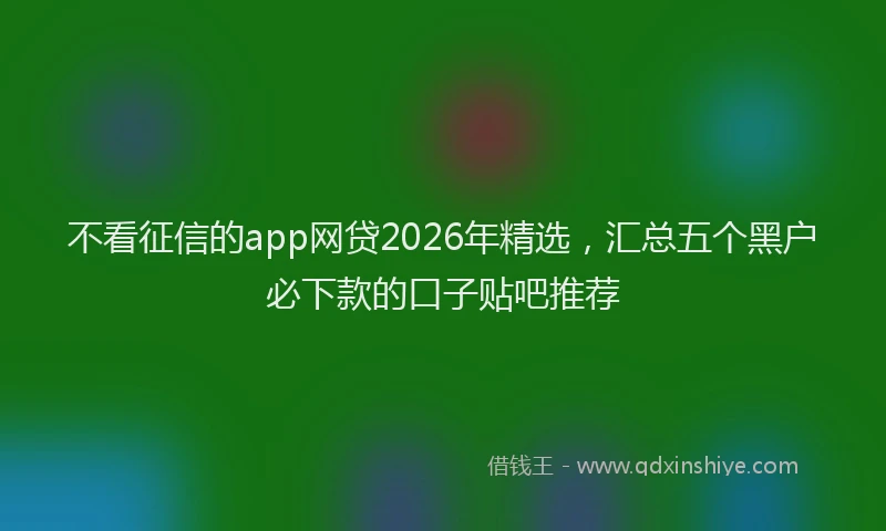 不看征信的app网贷2026年精选，汇总五个黑户必下款的口子贴吧推荐