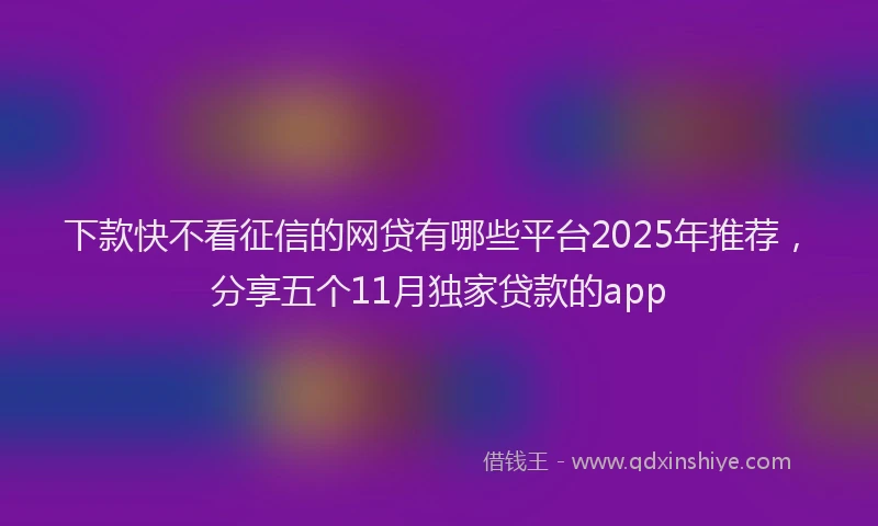 下款快不看征信的网贷有哪些平台2025年推荐，分享五个11月独家贷款的app