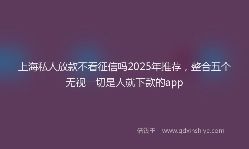 上海私人放款不看征信吗2025年推荐，整合五个无视一切是人就下款的app