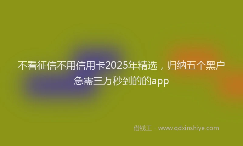 不看征信不用信用卡2025年精选，归纳五个黑户急需三万秒到的的app