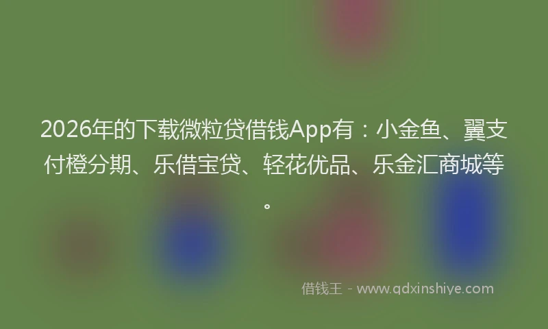 2026年的下载微粒贷借钱App有:小金鱼、翼支付橙分期、乐借宝贷、轻花优品、乐金汇商城等。