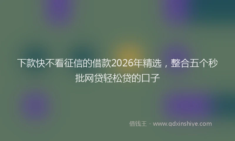 下款快不看征信的借款2026年精选，整合五个秒批网贷轻松贷的口子