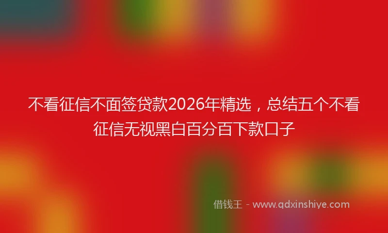 不看征信不面签贷款2026年精选，总结五个不看征信无视黑白百分百下款口子