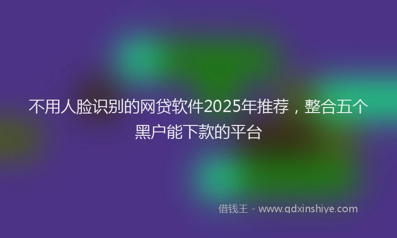 不用人脸识别的网贷软件2025年推荐，整合五个黑户能下款的平台