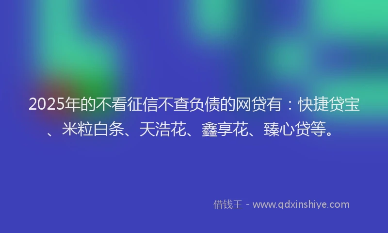 2025年的不看征信不查负债的网贷有：快捷贷宝、米粒白条、天浩花、鑫享花、臻心贷等。