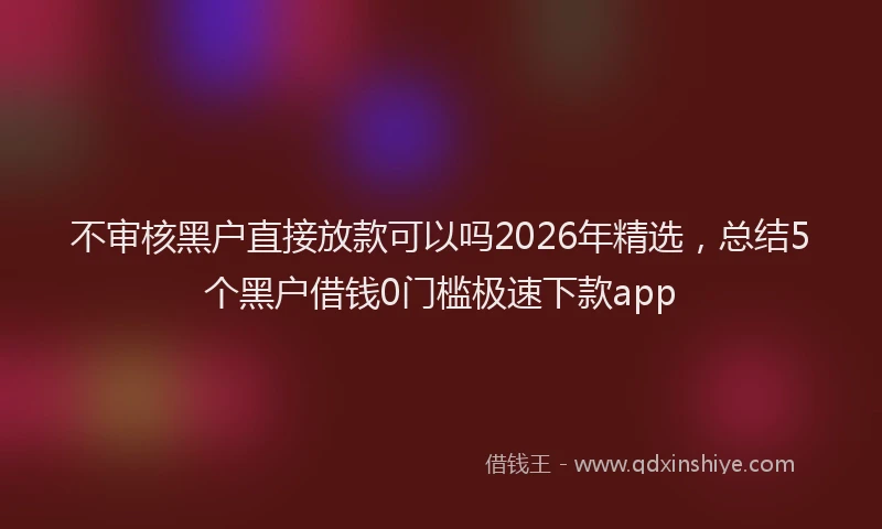 不审核黑户直接放款可以吗2026年精选，总结5个黑户借钱0门槛极速下款app