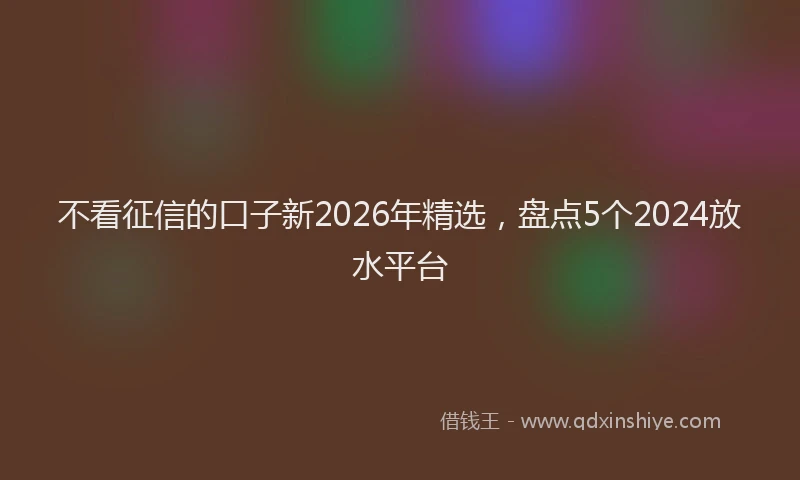 不看征信的口子新2026年精选,盘点5个2024放水平台