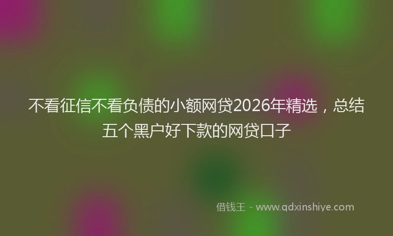 不看征信不看负债的小额网贷2026年精选，总结五个黑户好下款的网贷口子