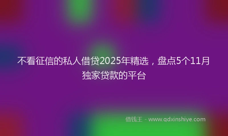 不看征信的私人借贷2025年精选，盘点5个11月独家贷款的平台