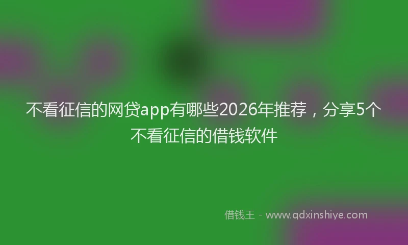 不看征信的网贷app有哪些2026年推荐,分享5个不看征信的借钱软件