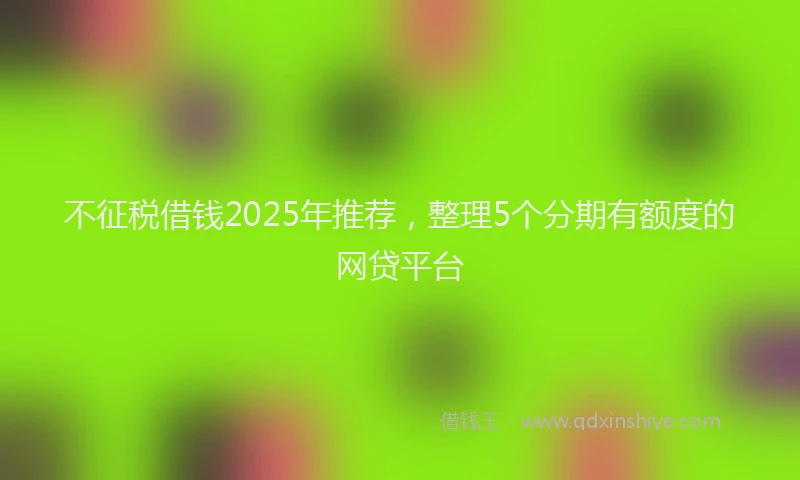 不征税借钱2025年推荐，整理5个分期有额度的网贷平台