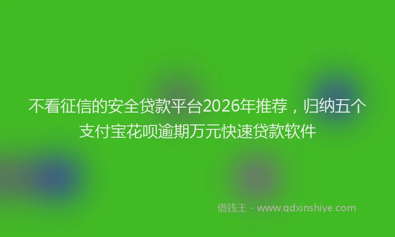 不看征信的安全贷款平台2026年推荐，归纳五个支付宝花呗逾期万元快速贷款软件