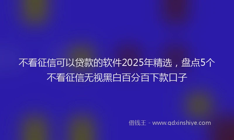不看征信可以贷款的软件2025年精选，盘点5个不看征信无视黑白百分百下款口子