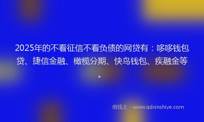 2025年的不看征信不看负债的网贷有：哆哆钱包贷、捷信金融、橄榄分期、快鸟钱包、疾融金等。