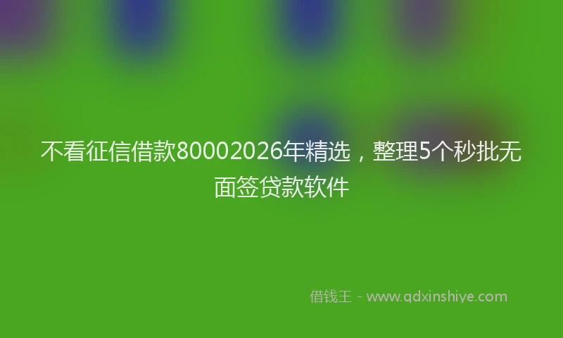 不看征信借款80002026年精选，整理5个秒批无面签贷款软件