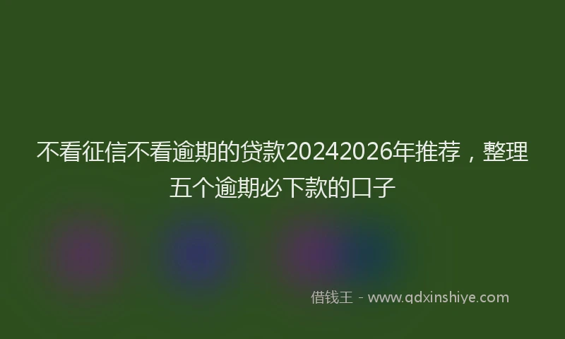 不看征信不看逾期的贷款20242026年推荐，整理五个逾期必下款的口子