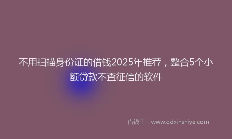 不用扫描身份证的借钱2025年推荐，整合5个小额贷款不查征信的软件