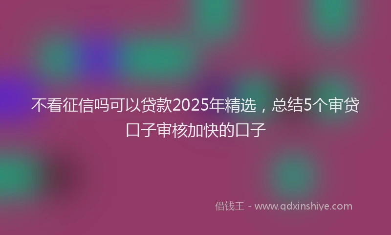 不看征信吗可以贷款2025年精选，总结5个审贷口子审核加快的口子