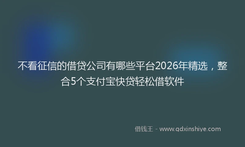 不看征信的借贷公司有哪些平台2026年精选，整合5个支付宝快贷轻松借软件