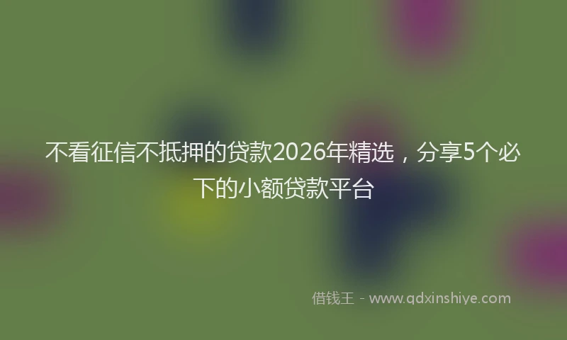 不看征信不抵押的贷款2026年精选,分享5个必下的小额贷款平台