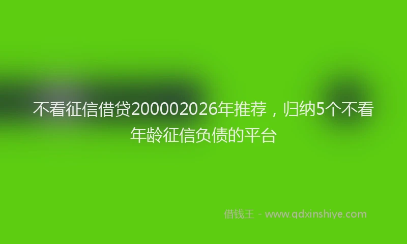 不看征信借贷200002026年推荐，归纳5个不看年龄征信负债的平台
