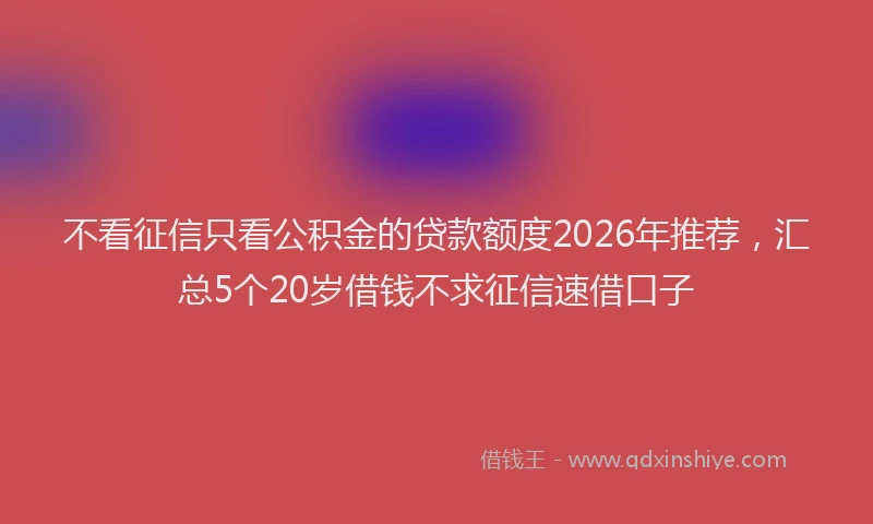 不看征信只看公积金的贷款额度2026年推荐，汇总5个20岁借钱不求征信速借口子