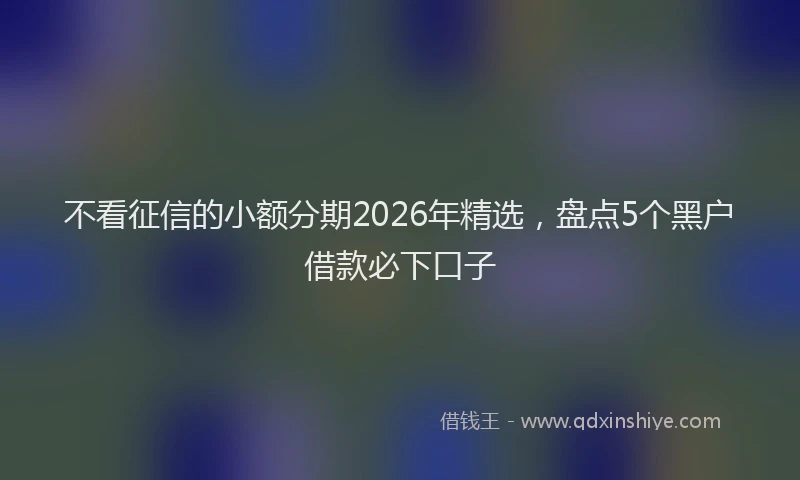 不看征信的小额分期2026年精选，盘点5个黑户借款必下口子