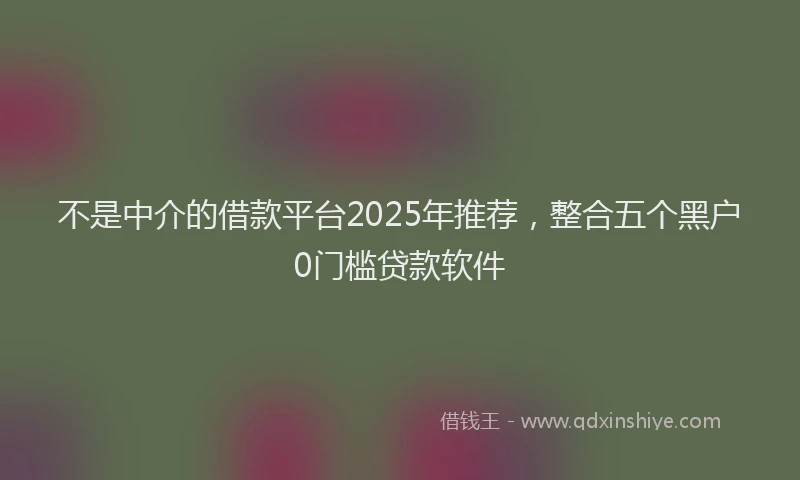 不是中介的借款平台2025年推荐，整合五个黑户0门槛贷款软件