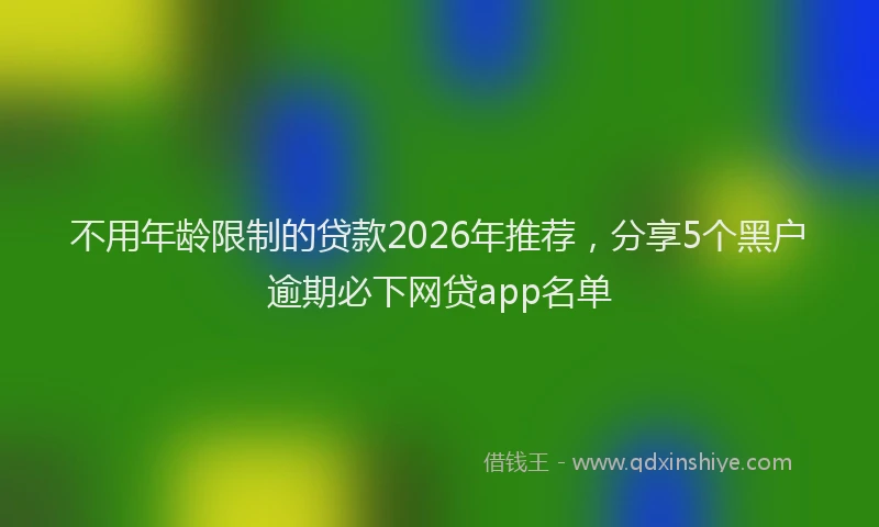 不用年龄限制的贷款2026年推荐,分享5个黑户逾期必下网贷app名单