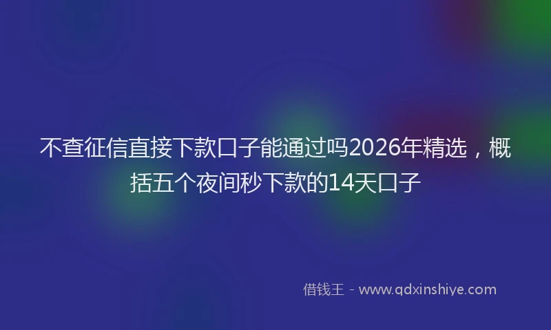 不查征信直接下款口子能通过吗2026年精选，概括五个夜间秒下款的14天口子