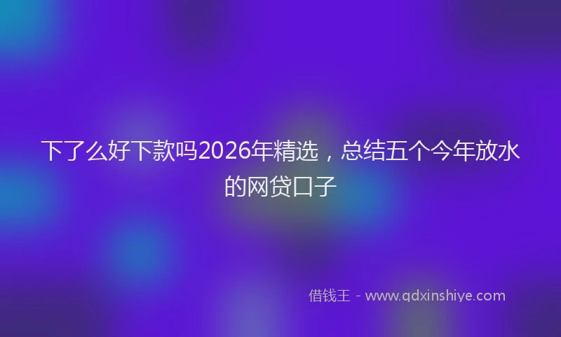 下了么好下款吗2026年精选，总结五个今年放水的网贷口子