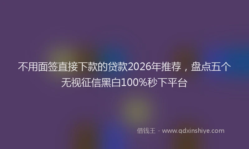 不用面签直接下款的贷款2026年推荐，盘点五个无视征信黑白100%秒下平台