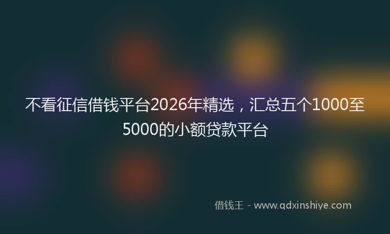 不看征信借钱平台2026年精选，汇总五个1000至5000的小额贷款平台