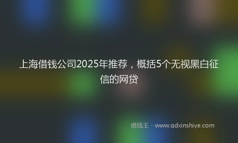 上海借钱公司2025年推荐，概括5个无视黑白征信的网贷