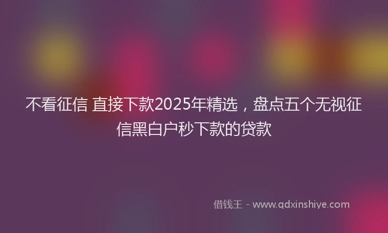 不看征信 直接下款2025年精选,盘点五个无视征信黑白户秒下款的贷款