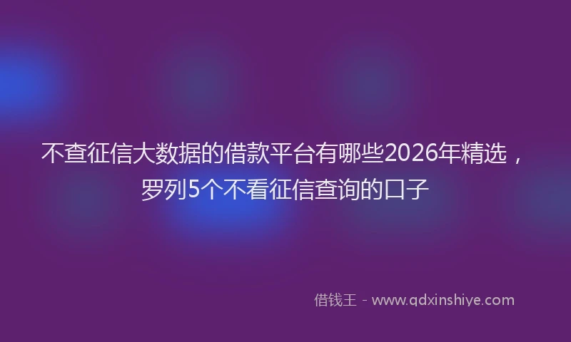 不查征信大数据的借款平台有哪些2026年精选，罗列5个不看征信查询的口子