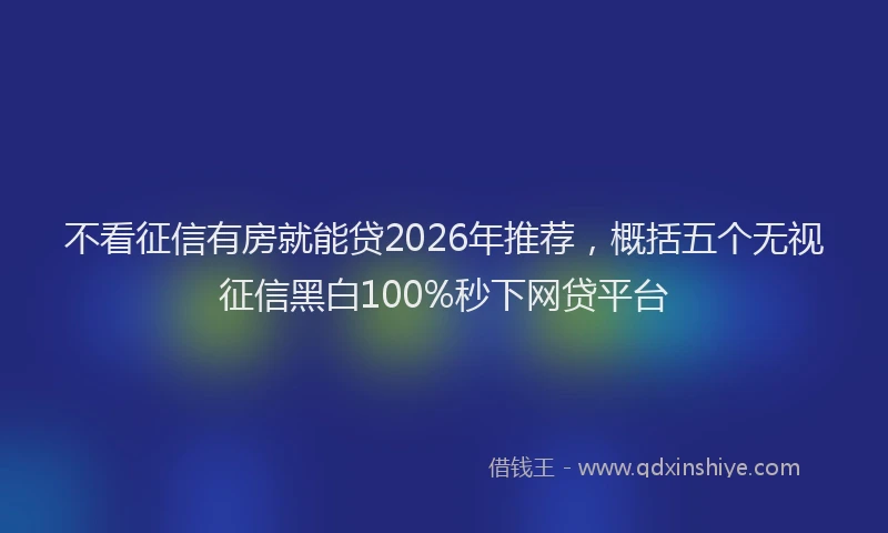 不看征信有房就能贷2026年推荐,概括五个无视征信黑白100%秒下网贷平台