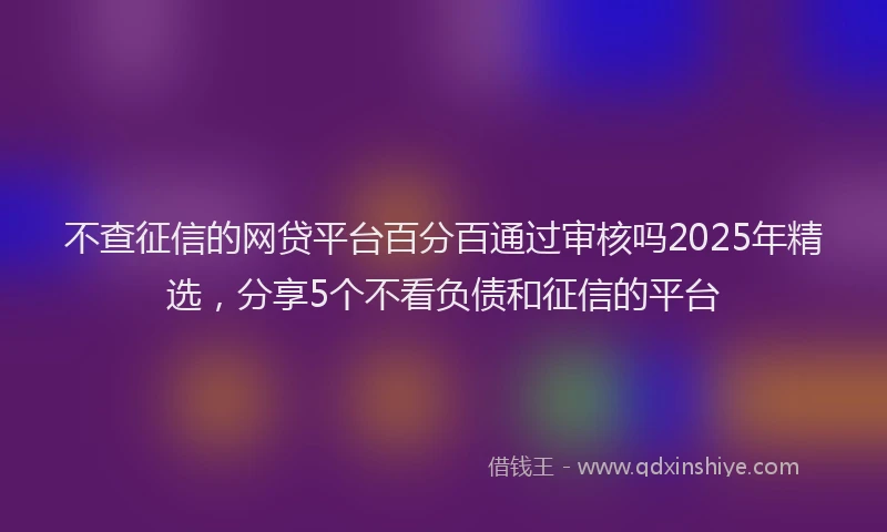 不查征信的网贷平台百分百通过审核吗2025年精选，分享5个不看负债和征信的平台
