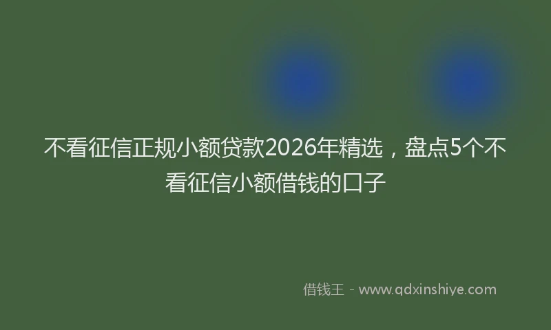 不看征信正规小额贷款2026年精选，盘点5个不看征信小额借钱的口子