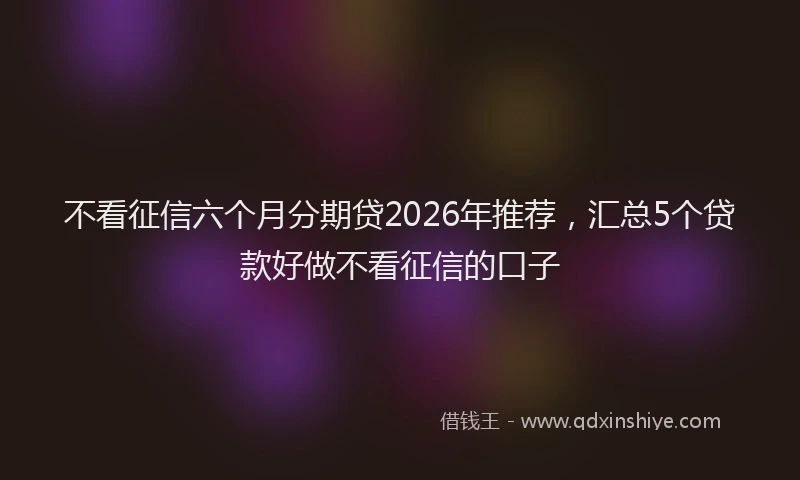 不看征信六个月分期贷2026年推荐，汇总5个贷款好做不看征信的口子