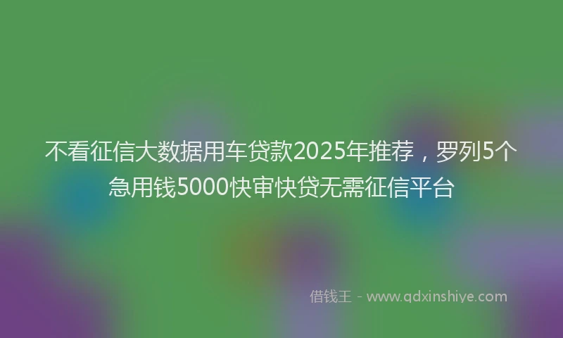 不看征信大数据用车贷款2025年推荐,罗列5个急用钱5000快审快贷无需征信平台