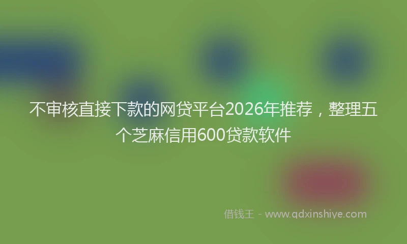 不审核直接下款的网贷平台2026年推荐，整理五个芝麻信用600贷款软件