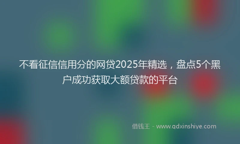 不看征信信用分的网贷2025年精选，盘点5个黑户成功获取大额贷款的平台